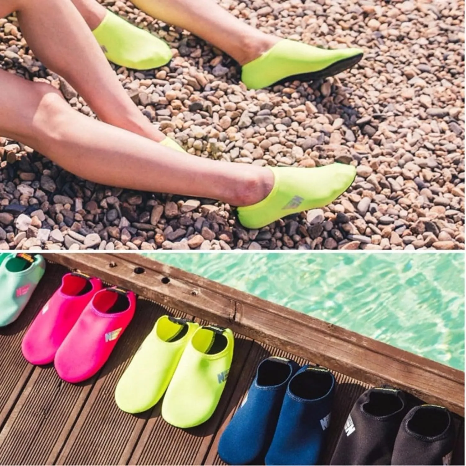 2 Pairs of Women's Beach Diving Shoes for Snorkeling Wading River tracing Swimming, Soft Shoes