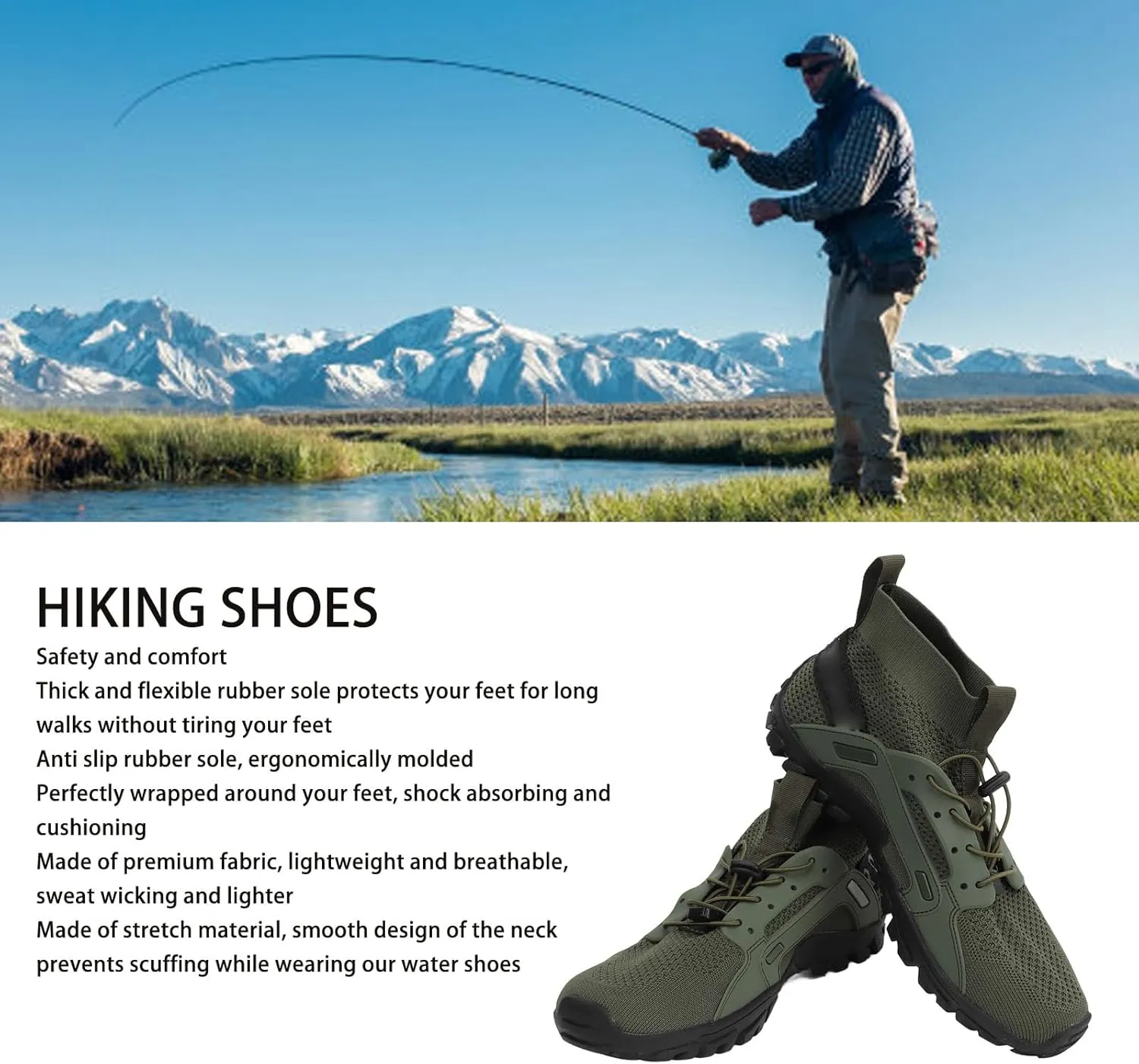 Alomejor Hiking Shoes Soft Breathable Comfortable Prevent Slip Men Water Shoes Wading Shoes for Beach Fishing Walking
