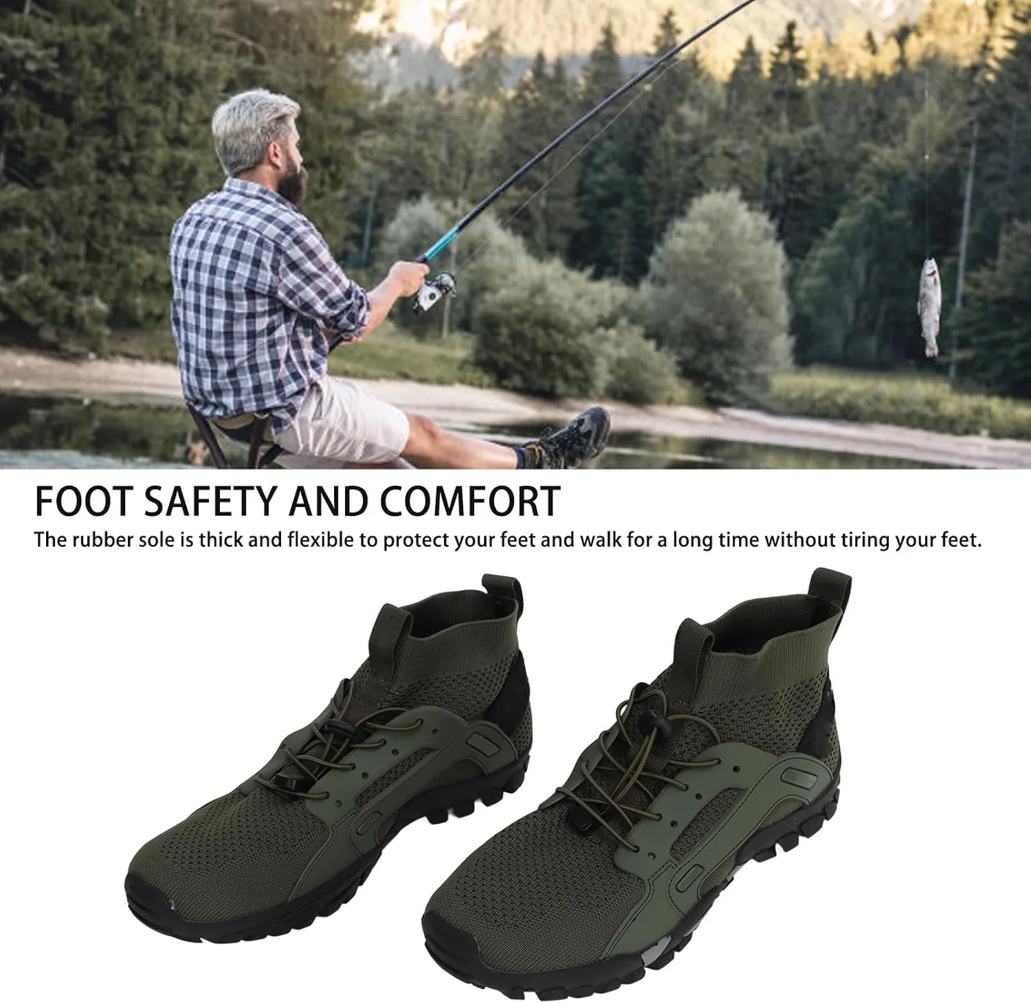 Alomejor Hiking Shoes Soft Breathable Comfortable Prevent Slip Men Water Shoes Wading Shoes for Beach Fishing Walking