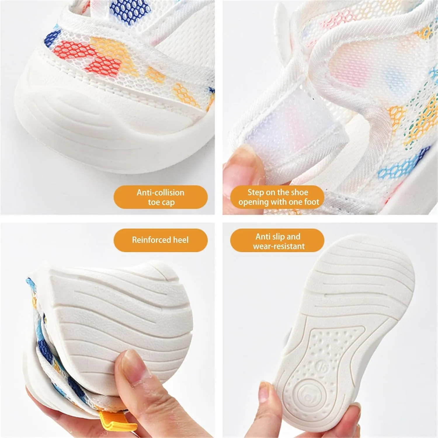 Baby Sandals Kids Mesh Breathable Cartoon Print Sock Shoes Children Anti-Slip Soft Sole Sport Sneakers with Hook Toddler Canvas Shoes