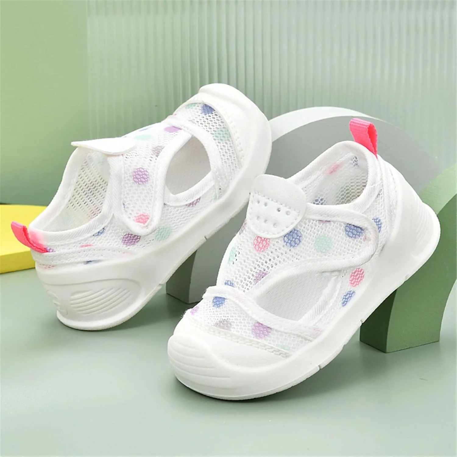 Baby Sandals Kids Mesh Breathable Cartoon Print Sock Shoes Children Anti-Slip Soft Sole Sport Sneakers with Hook Toddler Canvas Shoes
