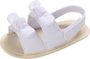 Baby Sandals Kids Solid Color Bowknot Canvas Shoes Children Open Toe Lightweight Soft Sole Sneakers for Daily