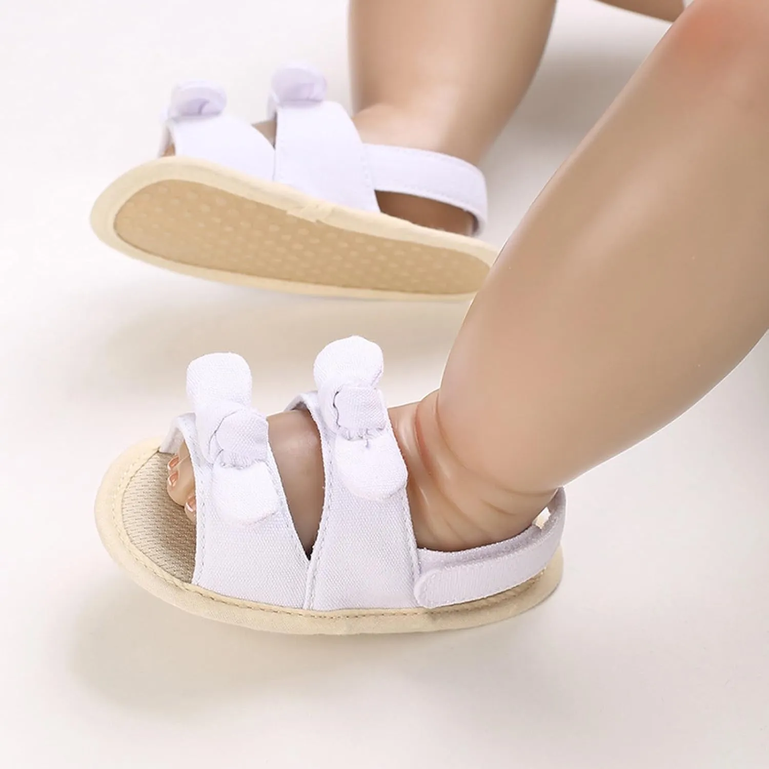 Baby Sandals Kids Solid Color Bowknot Canvas Shoes Children Open Toe Lightweight Soft Sole Sneakers for Daily