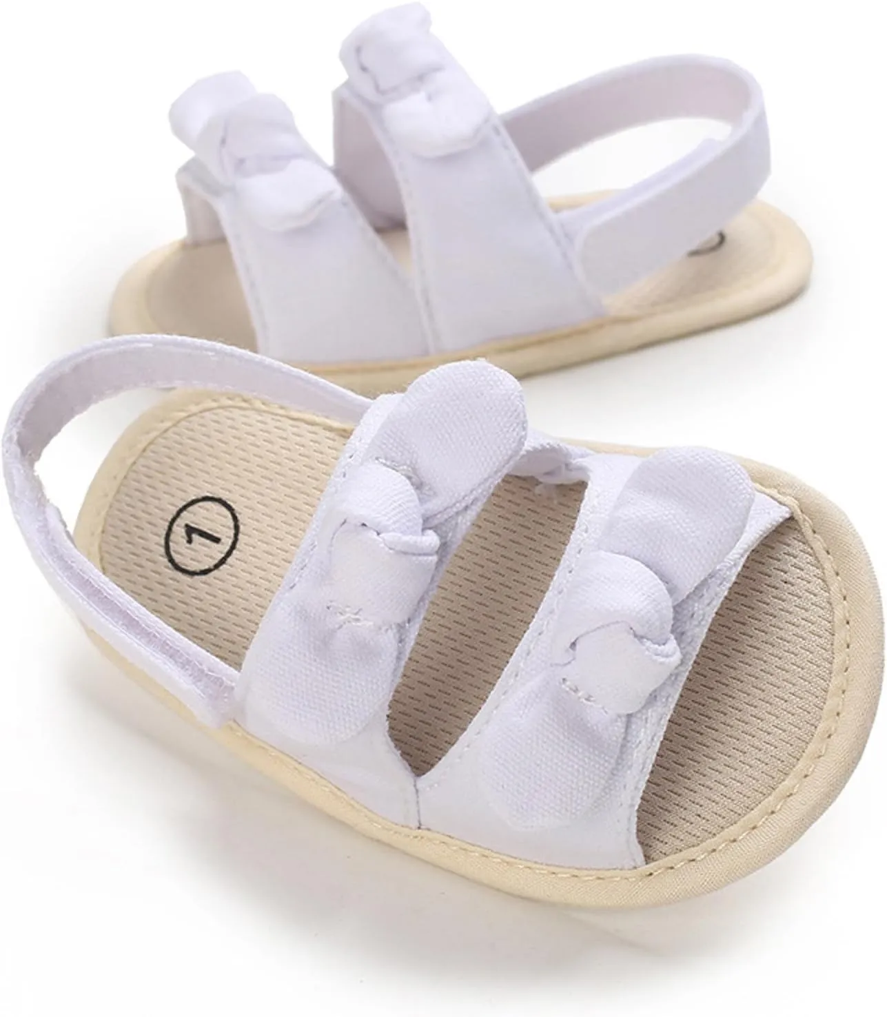 Baby Sandals Kids Solid Color Bowknot Canvas Shoes Children Open Toe Lightweight Soft Sole Sneakers for Daily