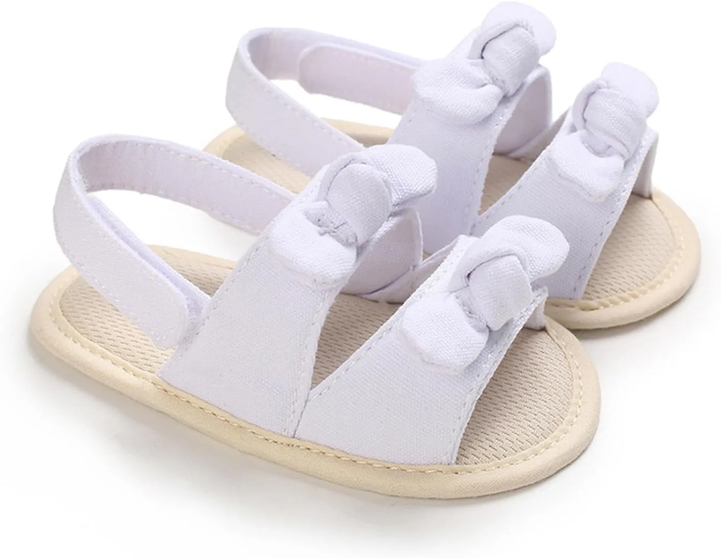Baby Sandals Kids Solid Color Bowknot Canvas Shoes Children Open Toe Lightweight Soft Sole Sneakers for Daily