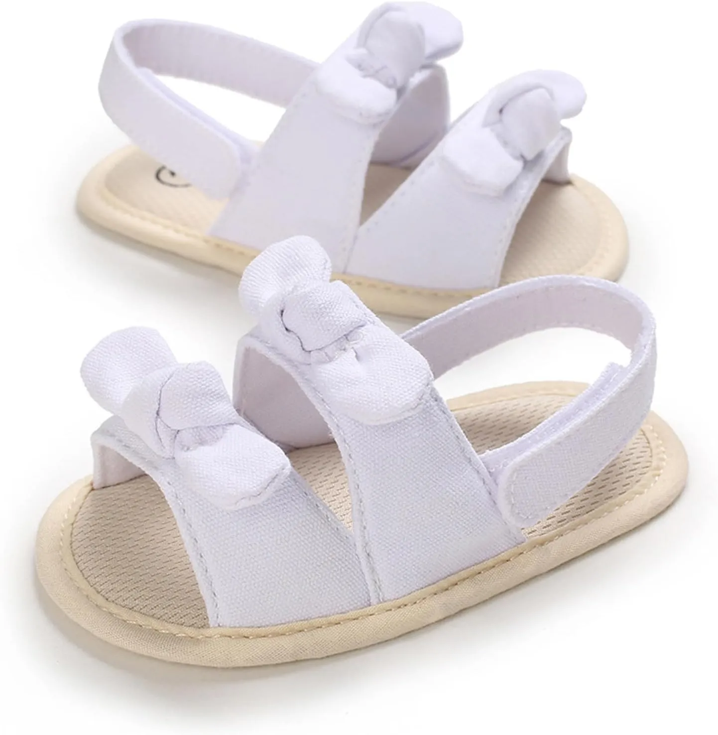 Baby Sandals Kids Solid Color Bowknot Canvas Shoes Children Open Toe Lightweight Soft Sole Sneakers for Daily