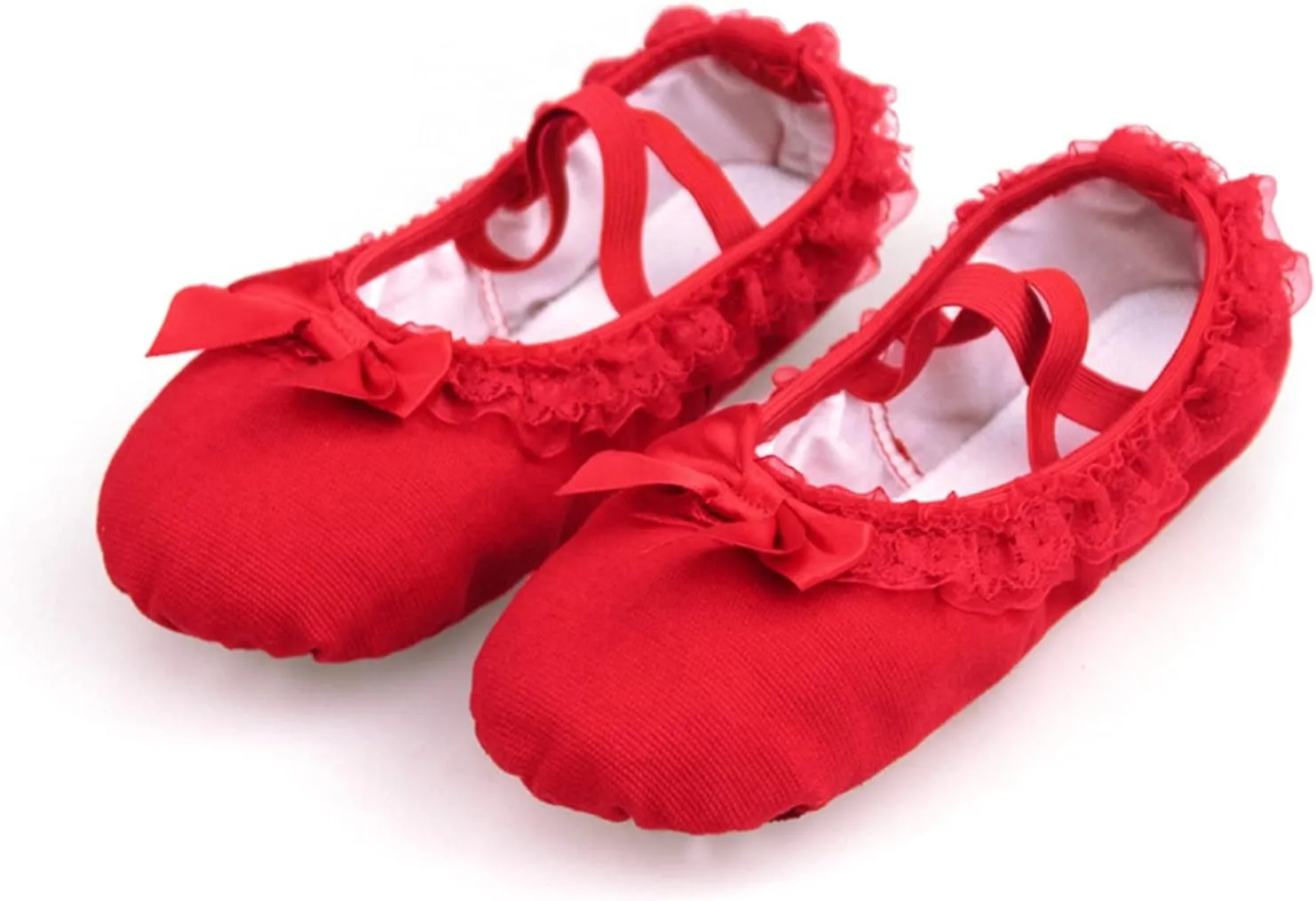 Ballet Shoes 2 Pairs Lovely Child Girl Ballet Dance Shoes Soft-Soled Kid Gymnastic Shoes with Lace Bowknot for Girls Canvas Gymnastics Shoes Dance Slippers for Girls ToddPink-26 EU