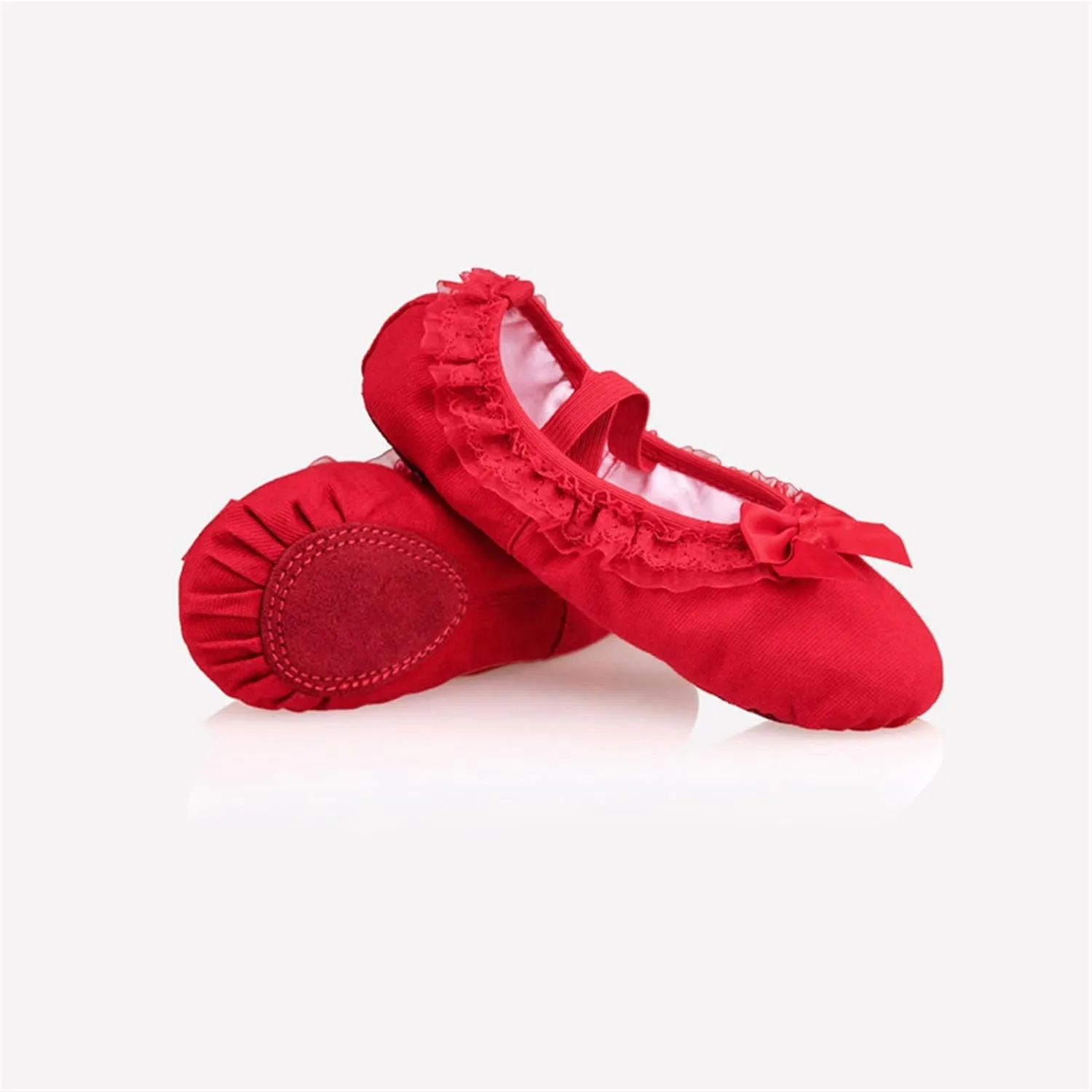 Ballet Shoes 2 Pairs Lovely Child Girl Ballet Dance Shoes Soft-Soled Kid Gymnastic Shoes with Lace Bowknot for Girls Canvas Gymnastics Shoes Dance Slippers for Girls ToddPink-26 EU