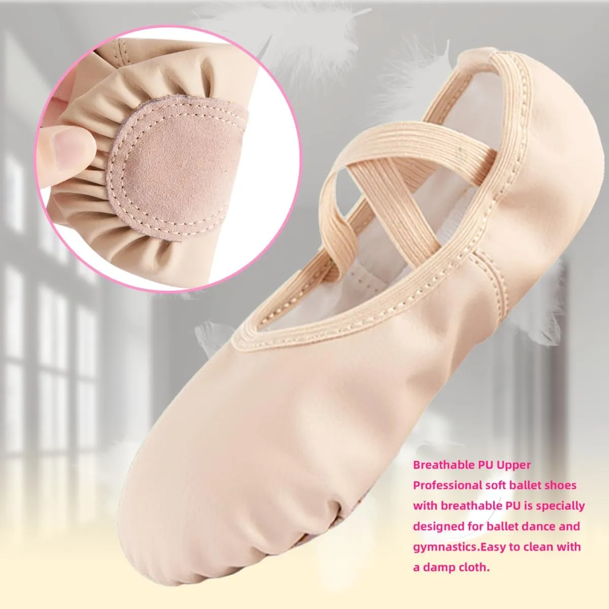 Ballet Shoes for Girls Ballet Dance Slippers Soft PU Dance Shoes for Toddler/Little Kid/Big Kid