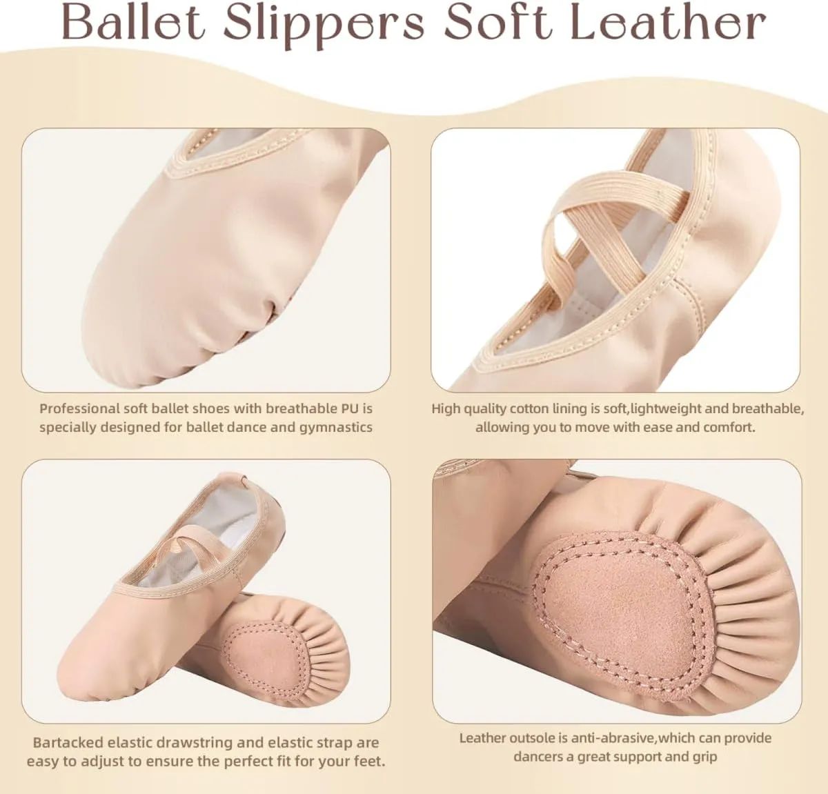 Ballet Shoes for Girls Ballet Dance Slippers Soft PU Dance Shoes for Toddler/Little Kid/Big Kid
