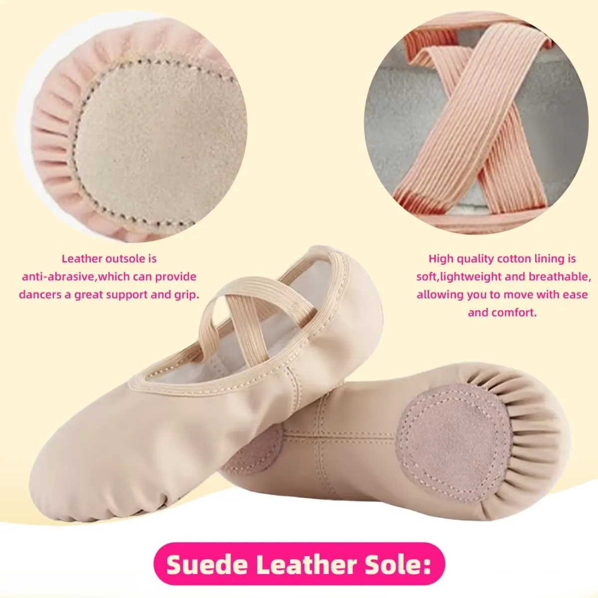 Ballet Shoes for Girls Ballet Dance Slippers Soft PU Dance Shoes for Toddler/Little Kid/Big Kid