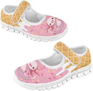 Binienty Girls School Uniform Shoes Mesh Mary Jane Dress Flats Slip on Casual Sneakers