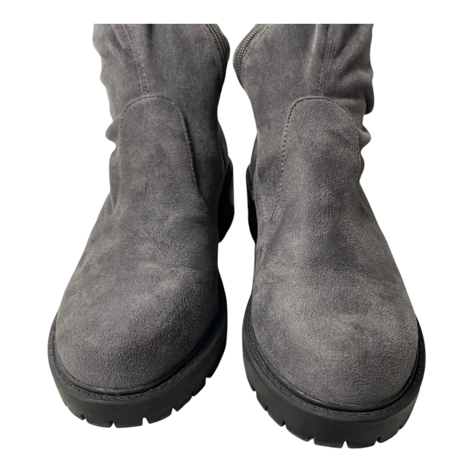 Boots Knee Flats By Clothes Mentor In Grey, Size:8