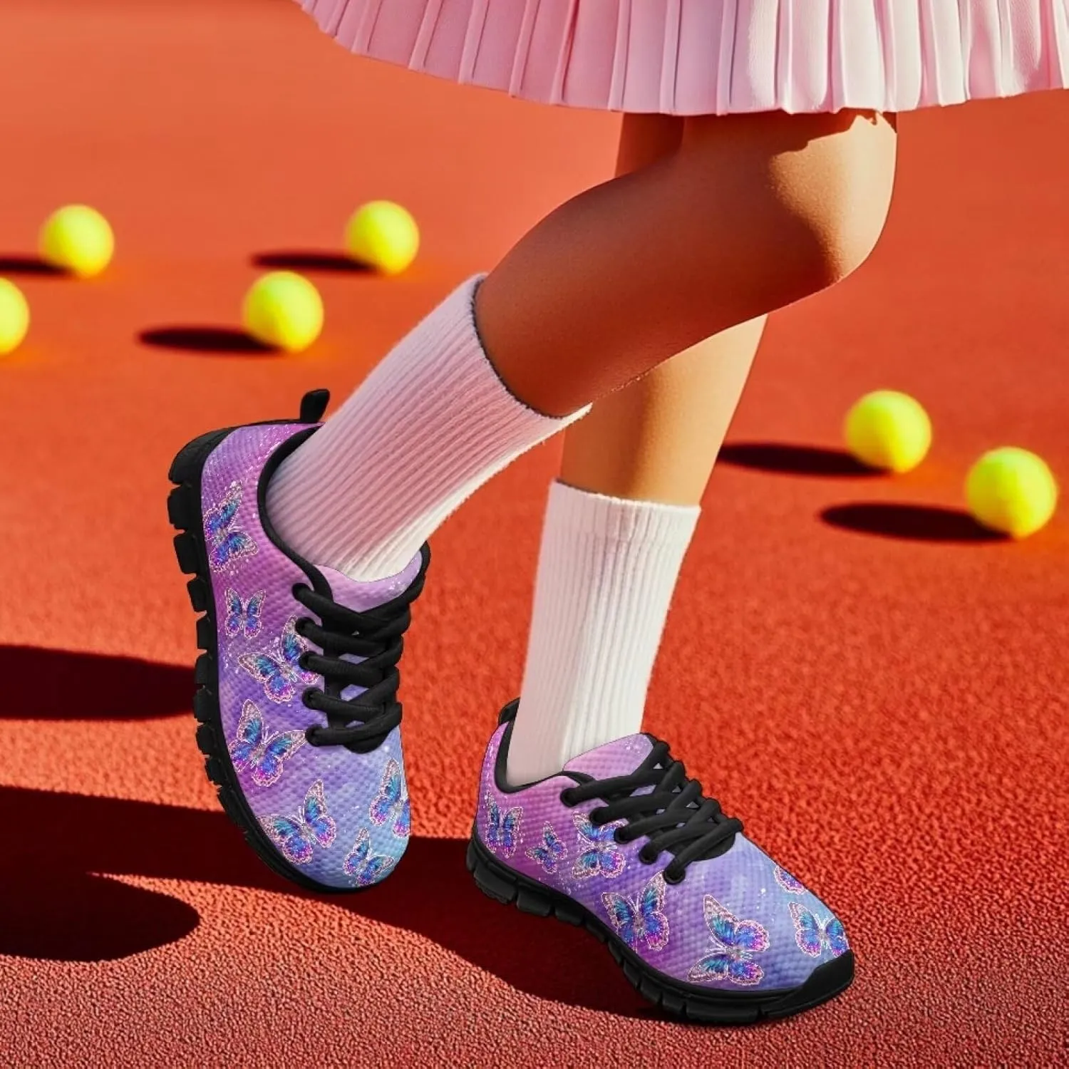 Boys Girls Shoes Non Slip Athletic Running Walking Kid Lightweight Lace Up Sneaker Breathable Mesh Upper Sport Shoe