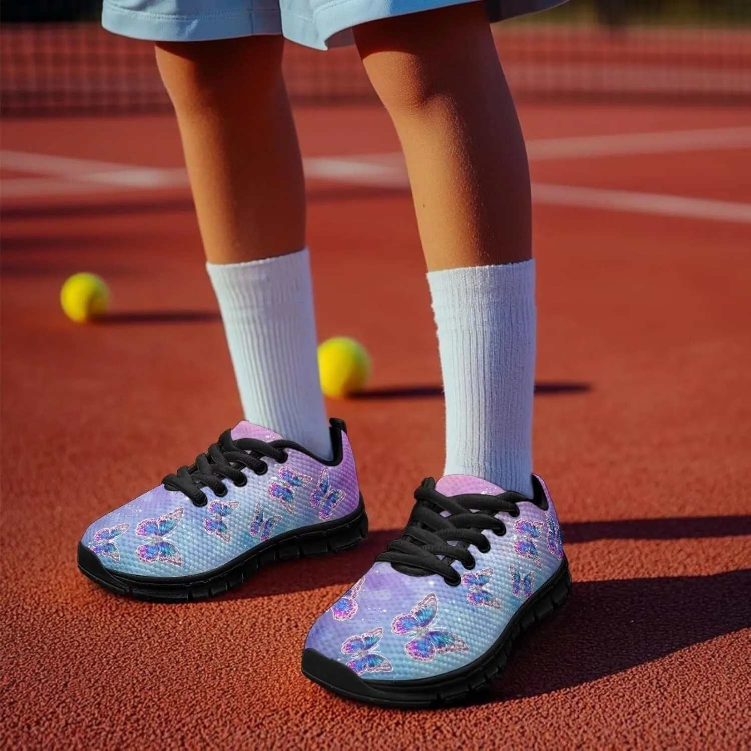 Boys Girls Shoes Non Slip Athletic Running Walking Kid Lightweight Lace Up Sneaker Breathable Mesh Upper Sport Shoe
