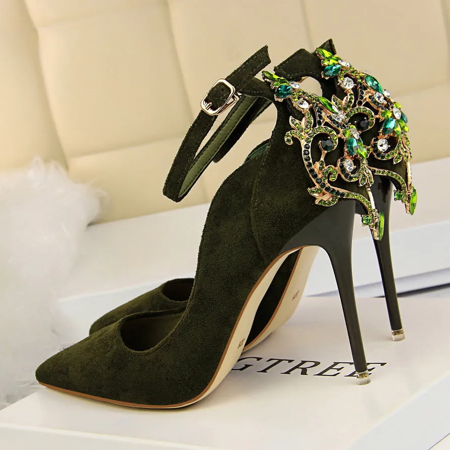 Cashmere Shallow Pointed Rhinestone Wedding Shoes