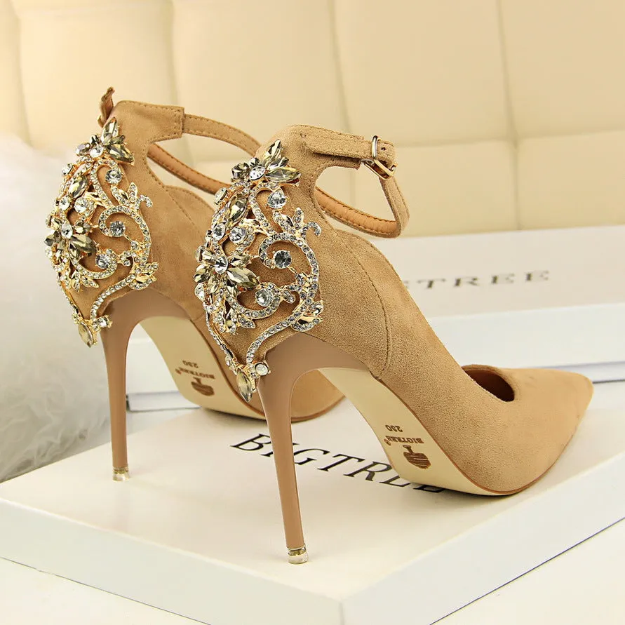 Cashmere Shallow Pointed Rhinestone Wedding Shoes