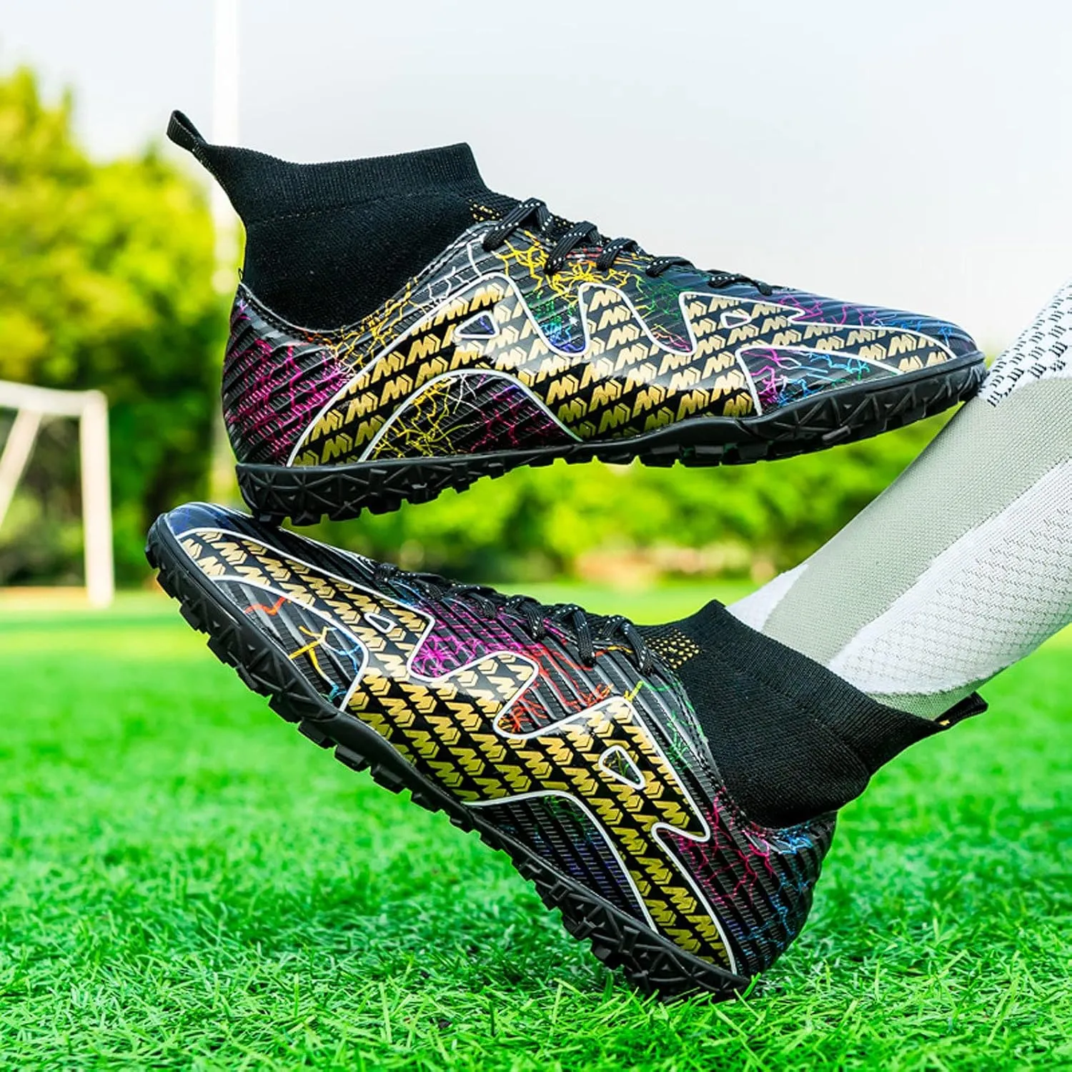 CERYTHRINA Men's Soccer Cleats Professional High-Top Soccer Boots Athletic Competition Training Football Shoes Outdoor Turf Shoes Sneakers