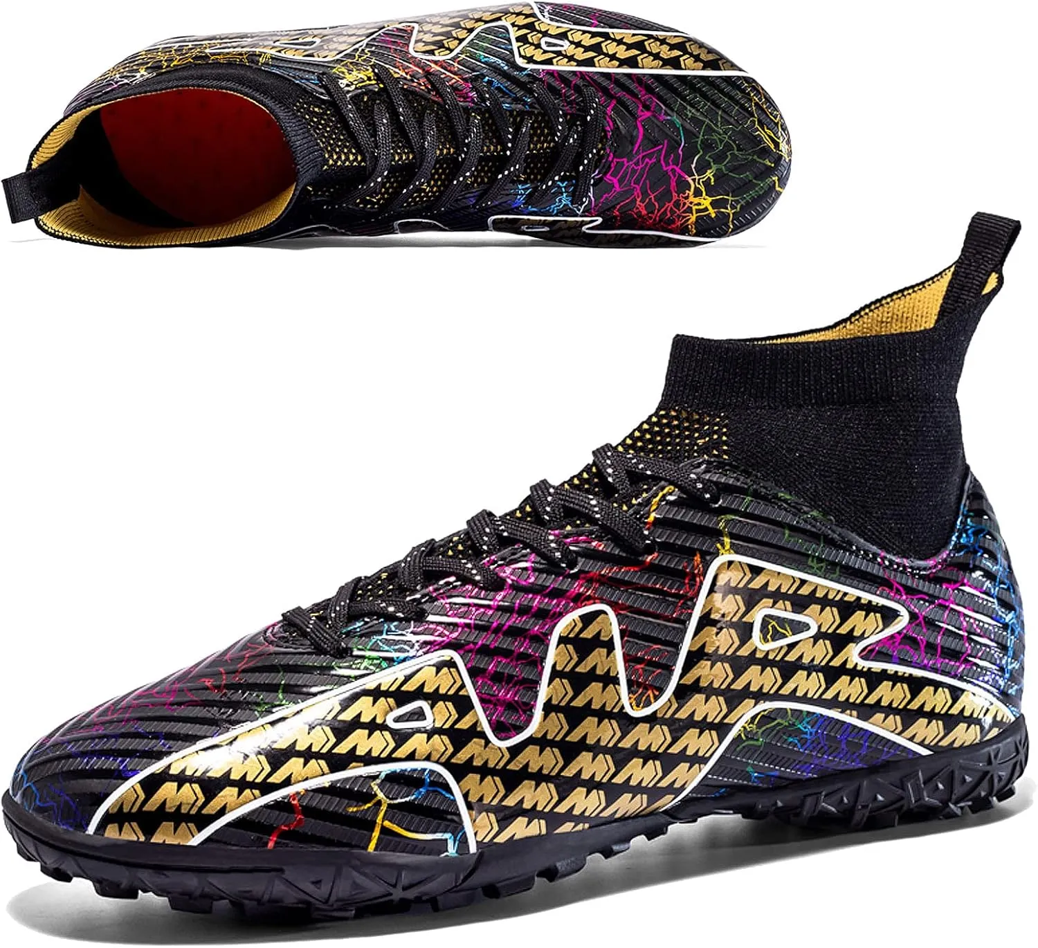 CERYTHRINA Men's Soccer Cleats Professional High-Top Soccer Boots Athletic Competition Training Football Shoes Outdoor Turf Shoes Sneakers