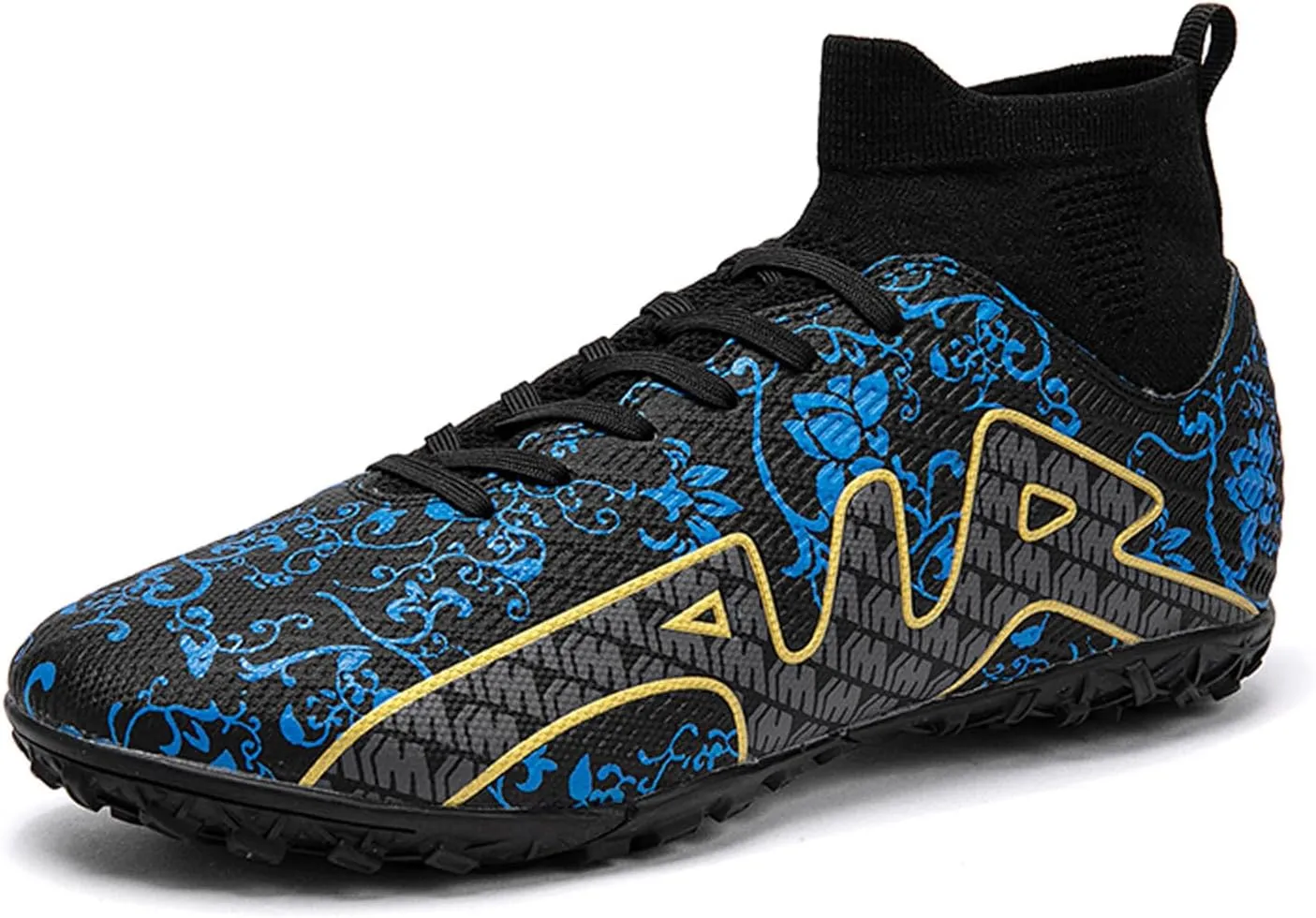 CERYTHRINA Men's Soccer Cleats Professional High-Top Soccer Boots Comforts Athletic Competition Training Football Shoes Outdoor Breathable Turf Shoes Sneakers Black 34