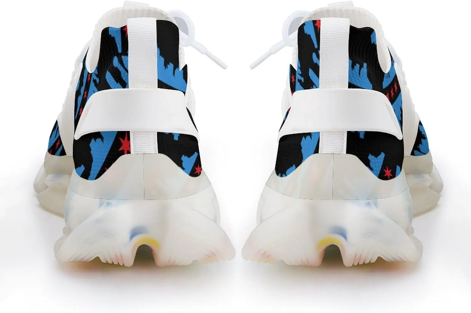 Chicago Flag with Buildings Skyline Running Shoes for Men Low Top Athletic Training Shoe Sports Walking Shoes Non-Slip Gym Sneakers