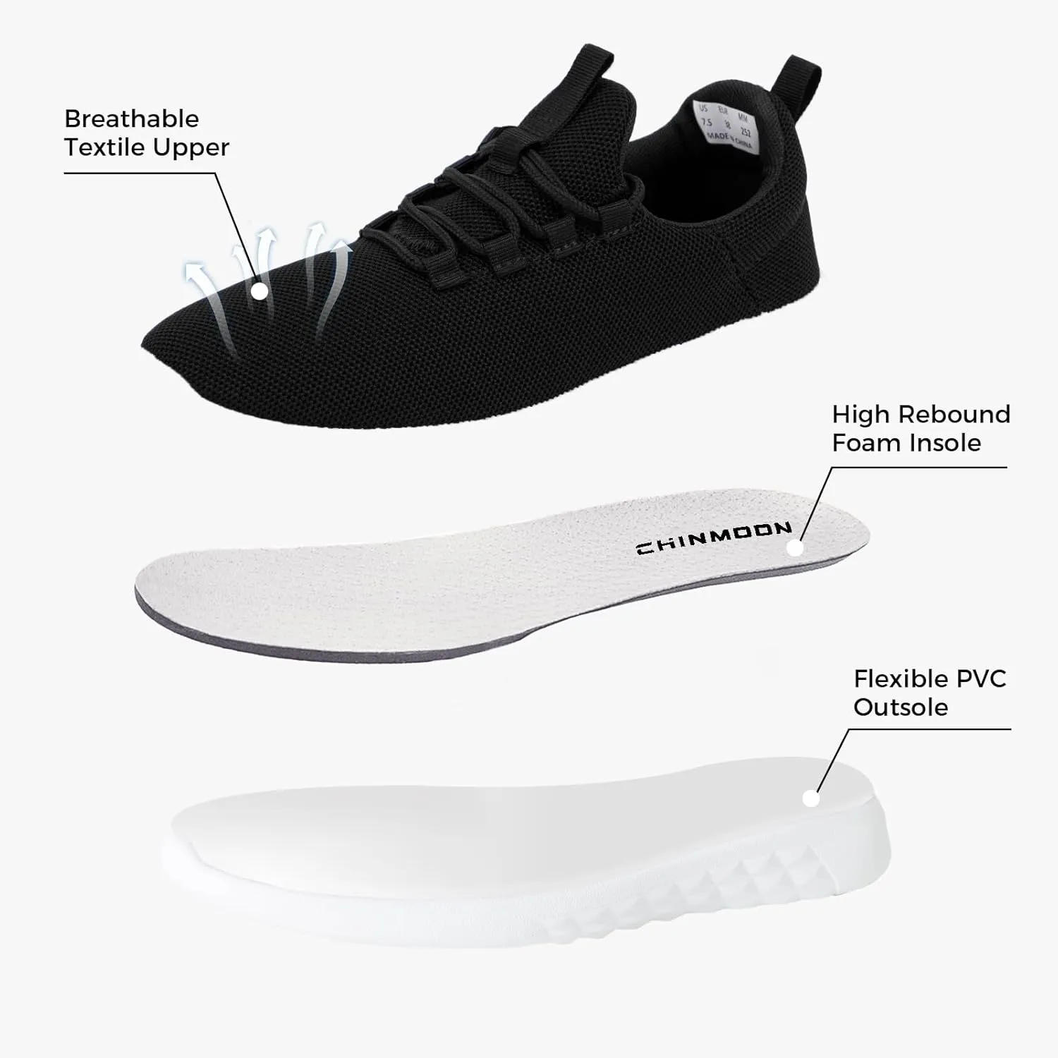 CHIN??MOON Women's Slip On Walking Shoes Lightweight Non Slip Running Gym Shoes Breathable Fashion Sneakers