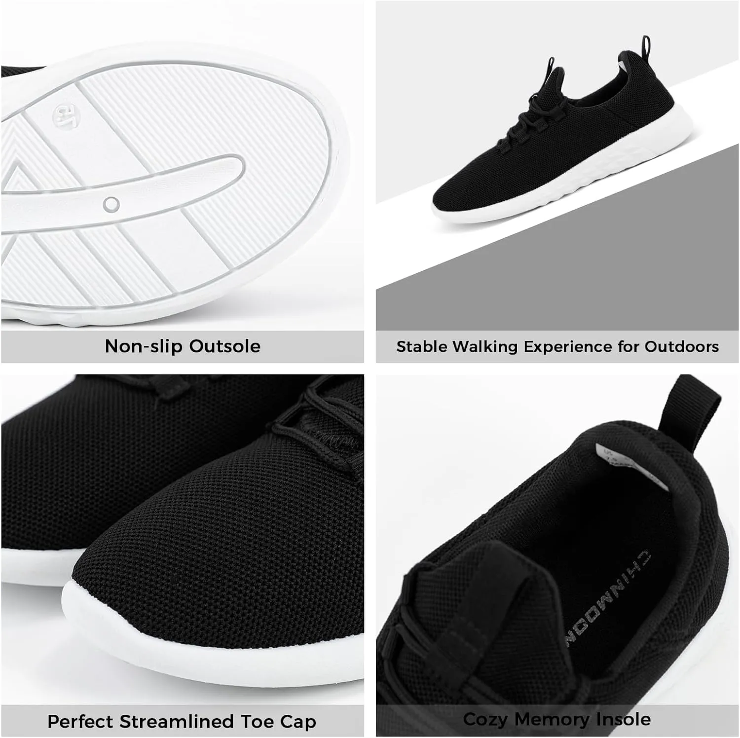 CHIN??MOON Women's Slip On Walking Shoes Lightweight Non Slip Running Gym Shoes Breathable Fashion Sneakers