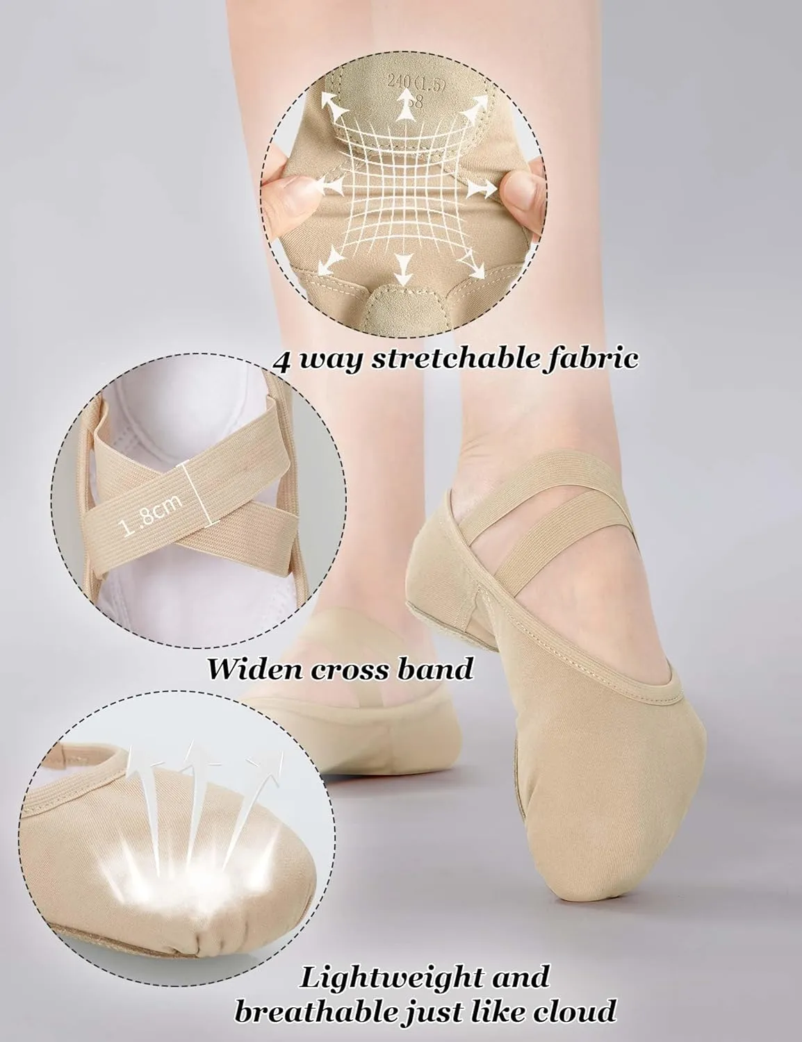 Cloud Soft 4 Way Stretch Canvas Ballet Shoes Split Sole Dance Slippers for Toddler Girls, Little Big Kids Training