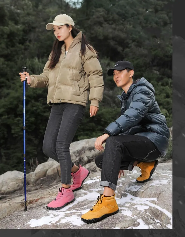 Cubicbee Men Women High Top Barefoot Cotton Shoes Soft Warm Ankle Boots Slip On Waterproof Outdoor Booties Non-Slip Snow Boots