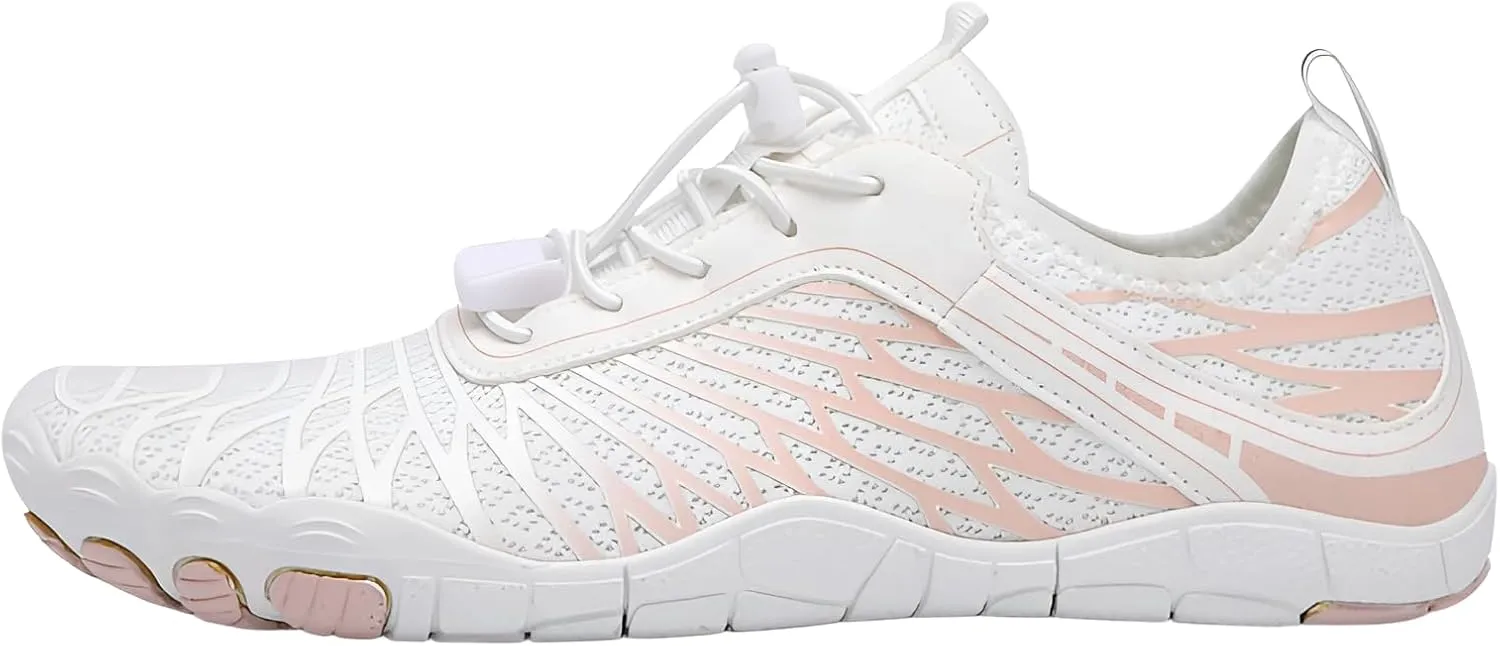 Ellniges]Water Shoes for Hiking Non-Slip Drainage with Pain Relief Design | Unisex Quick-Dry Outdoor for Swimming, River Trekking & Beach | Lightweight for Couples & Family (36-47) White