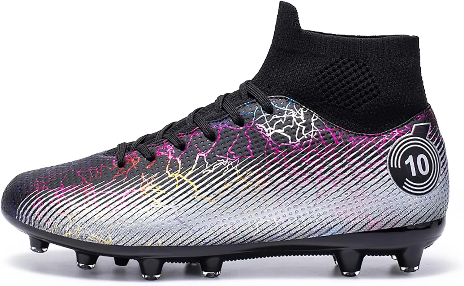 Female teenagers or adult women's soccer shoes AG long nail mid width version training and training sports shoes lightweight and durable, enhanced grip design ? (black, Adult, Women, 5.5, Numeric, US Footwear Size System, Medium)