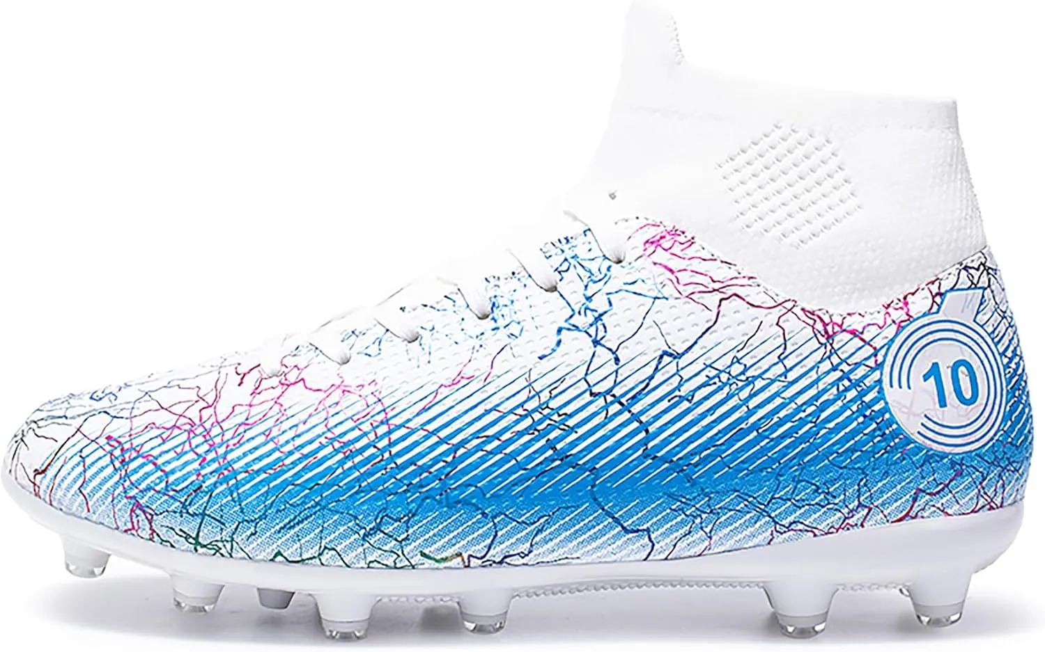Female teenagers or adult women's soccer shoes AG long nail mid width version training and training sports shoes lightweight and durable, enhanced grip design ? (white, Adult, Women, 5, Numeric, US Footwear Size System, Medium)