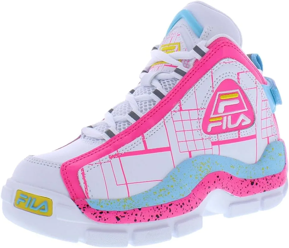 Fila Grant Hill 2 Girls Shoes Size 2, Color: White/Pink/Blue