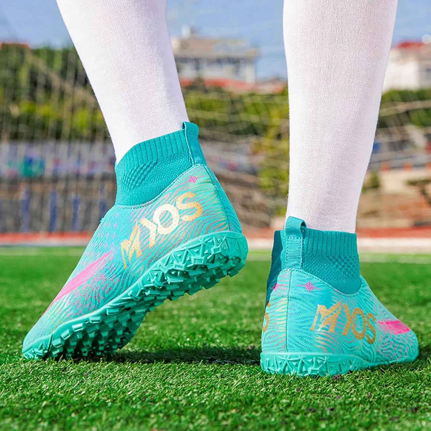 FLIOZY Soccer Shoes Mens Athletic High Top Socks Football Boots Boy's Professional Competition Training Shoes Sneaker