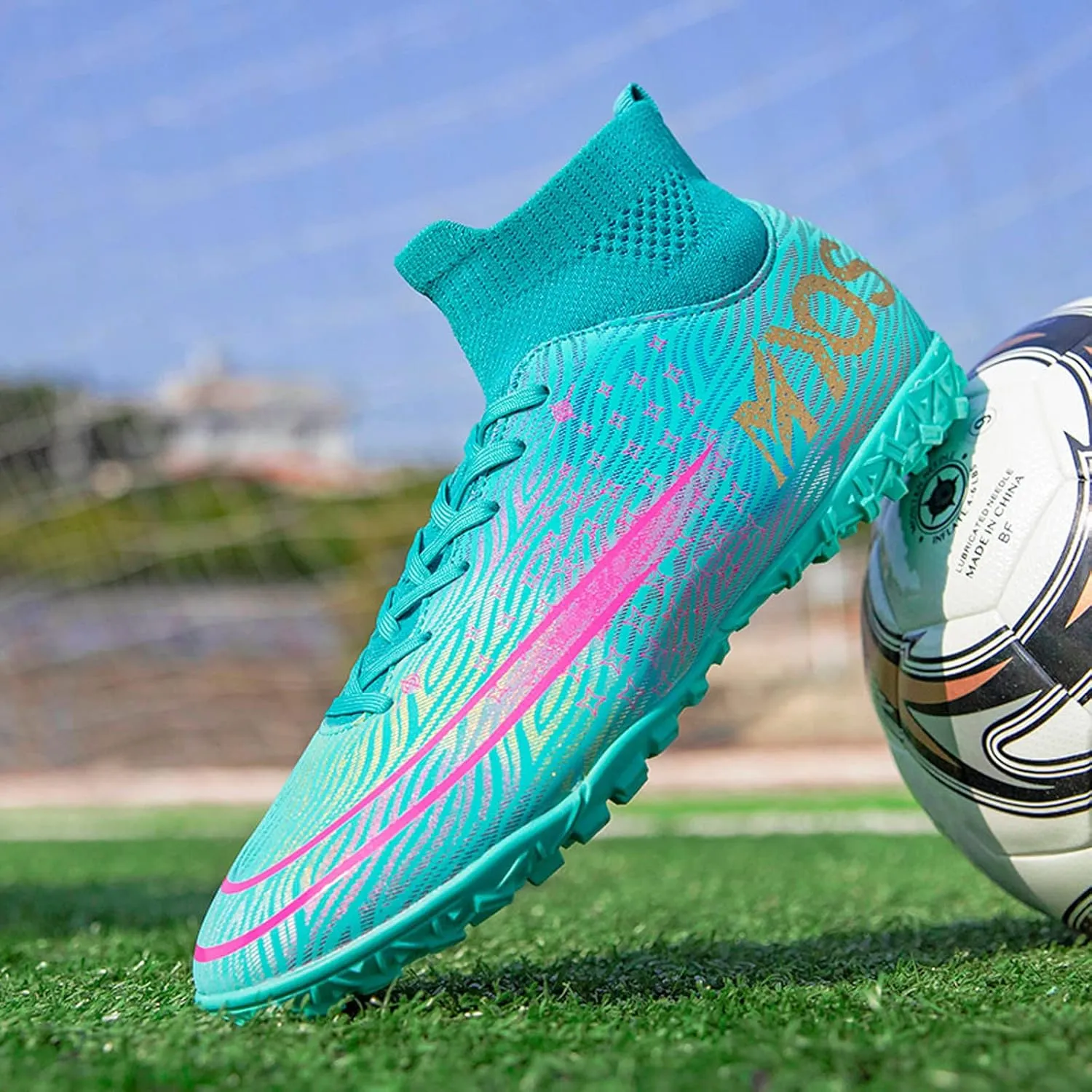 FLIOZY Soccer Shoes Mens Athletic High Top Socks Football Boots Boy's Professional Competition Training Shoes Sneaker