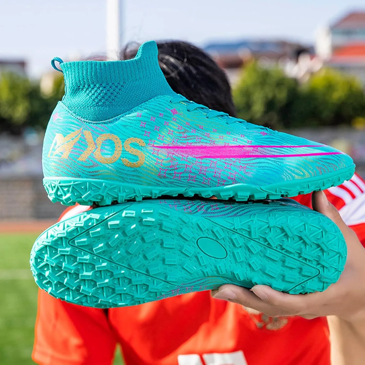 FLIOZY Soccer Shoes Mens Athletic High Top Socks Football Boots Boy's Professional Competition Training Shoes Sneaker