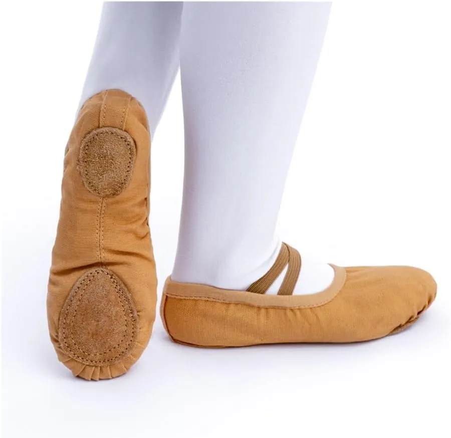 Girls Ballet Shoes Canvas Ballet Dance Slippers for Women Kids Children Classical Practice Split-Sole 5 Colors Adult Flat Dance(Black,32(19.5cm))