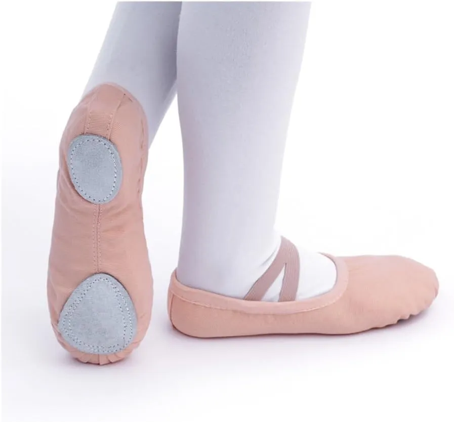 Girls Ballet Shoes Canvas Ballet Dance Slippers for Women Kids Children Classical Practice Split-Sole 5 Colors Adult Flat Dance(Black,32(19.5cm))