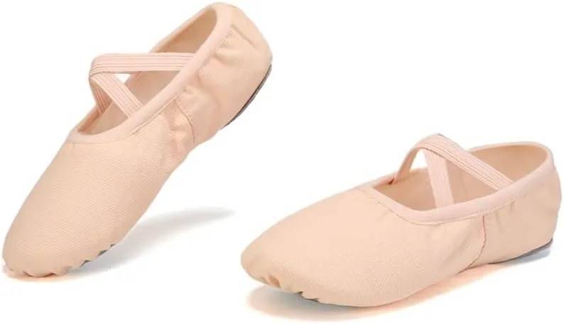 Girls Ballet Shoes for Woman Kids Ballet Slippers Women Ballet Flats Children Practise Dance Shoe Soft Sole Canvas Training Shoe(Light Pink,27 (18.5cm))