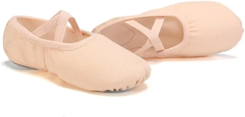 Girls Ballet Shoes for Woman Kids Ballet Slippers Women Ballet Flats Children Practise Dance Shoe Soft Sole Canvas Training Shoe(Light Pink,27 (18.5cm))
