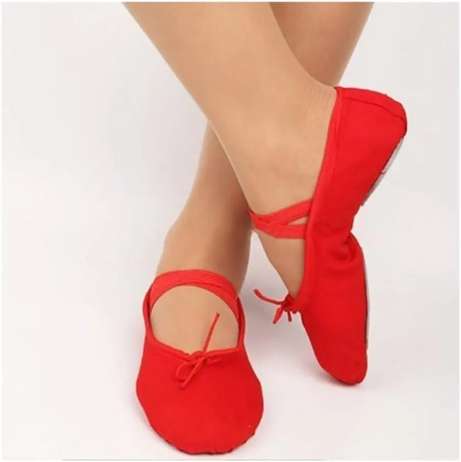 Girls Flat Canvas Head Black White Soft Ballet Slippers Ballet Belly Gym Yoga Dance Shoes Kids Woman Man(Pink,40)