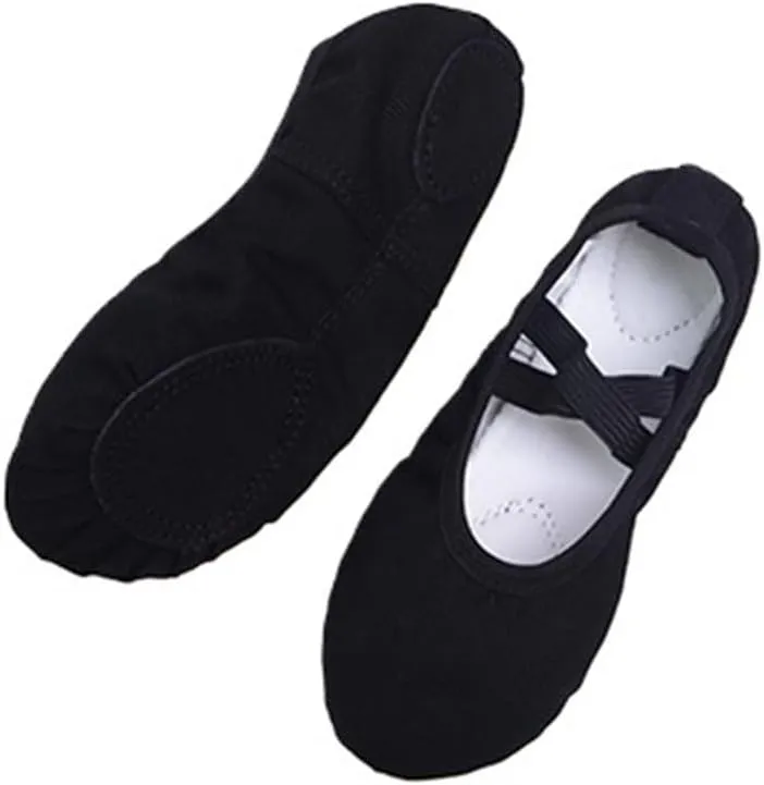 Girls Women Ballet Slippers Ballet Dance Shoes Adult Gymnastics Training Shoes Canvas Soft Sole Ballet Shoes(Black,37)