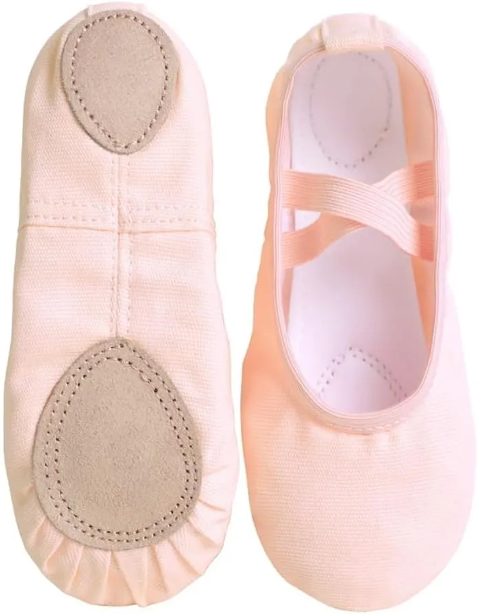 Girls Women Ballet Slippers Ballet Dance Shoes Adult Gymnastics Training Shoes Canvas Soft Sole Ballet Shoes(Flesh,37)