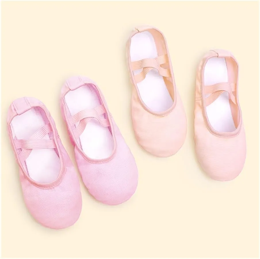 Girls Women Ballet Slippers Ballet Dance Shoes Adult Gymnastics Training Shoes Canvas Soft Sole Ballet Shoes(Flesh,37)