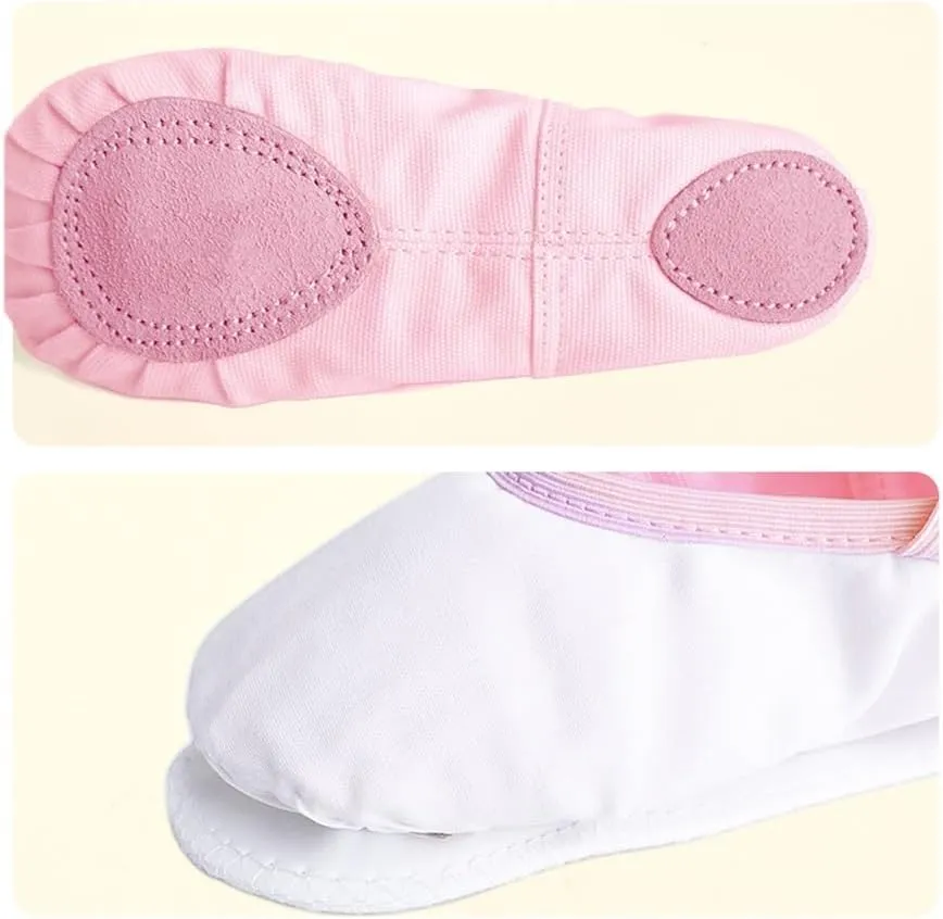 Girls Women Ballet Slippers Ballet Dance Shoes Adult Gymnastics Training Shoes Canvas Soft Sole Ballet Shoes(Flesh,37)