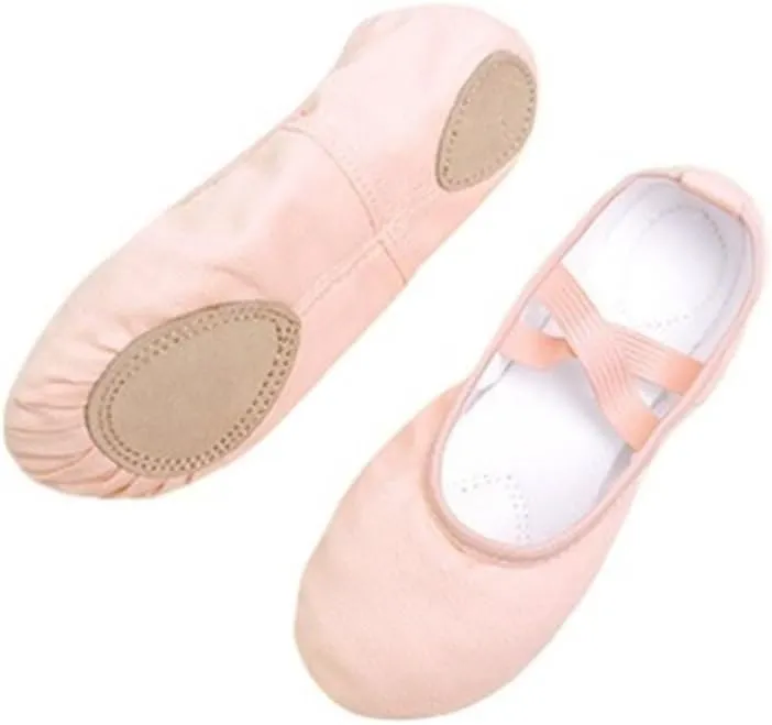 Girls Women Ballet Slippers Ballet Dance Shoes Adult Gymnastics Training Shoes Canvas Soft Sole Ballet Shoes(Flesh,37)
