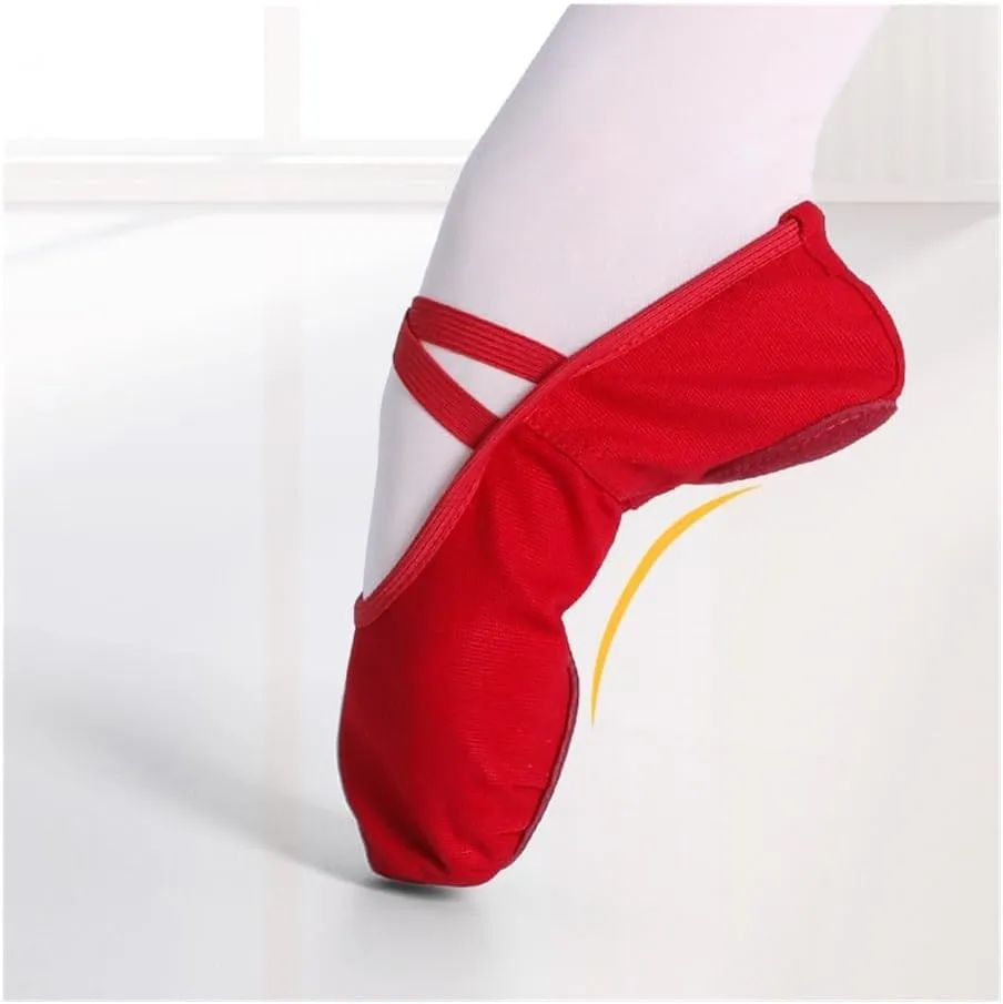 Girls Women Ballet Slippers Ballet Dance Shoes Adult Gymnastics Training Shoes Canvas Soft Sole Ballet Shoes(Flesh,37)