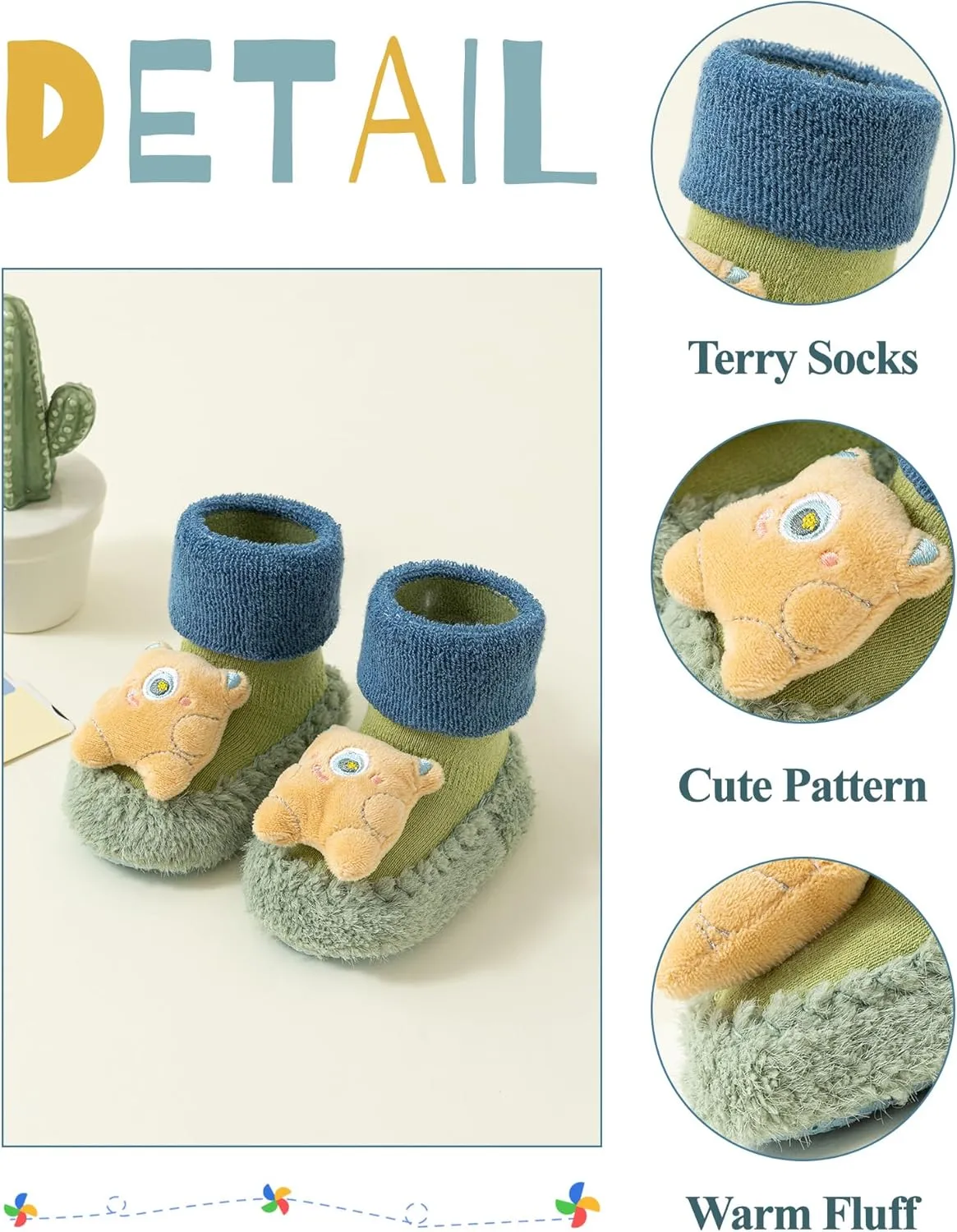 Happy Cherry Baby Kid Non-slip Rubber Sole Socks Shoes Indoor Soft First Walking Floor Booties Slipper for Toddler Girls Boys