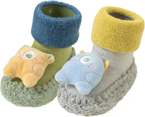 Happy Cherry Baby Kid Non-slip Rubber Sole Socks Shoes Indoor Soft First Walking Floor Booties Slipper for Toddler Girls Boys