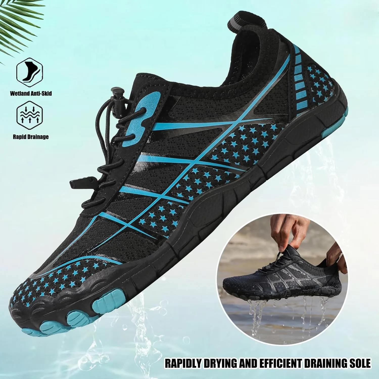Hike Barefoot Shoes Womens Men,Athletic Hiking Footwear Barefoot,Non-Slip Athletic Barefoot Shoes Wide Toe Box Toe Water Shoes Quick Dry Zero Drop Trail Running Shoes